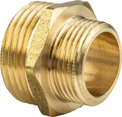 Produktbild von tecuro Doppelnippel reduziert, beidseitig Außengewinde G 3/4 x 1 Zoll, Messing blank CW617N