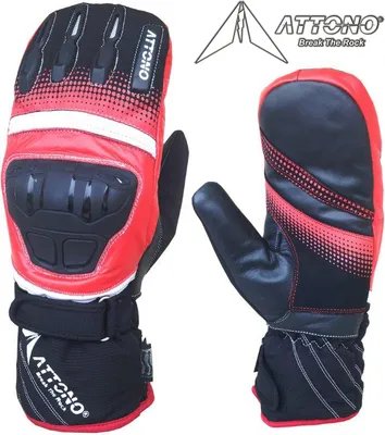 Produktbild von ATTONO Skihandschuhe Leder Fäustlinge Ski Snowboard Warme Handschuhe