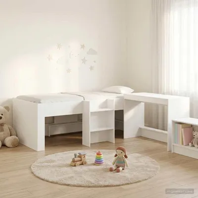 Obrázok produktu pre Maison Exclusive – Detská poschodová posteľ s písacím stolom, biela, 90 x 190 cm