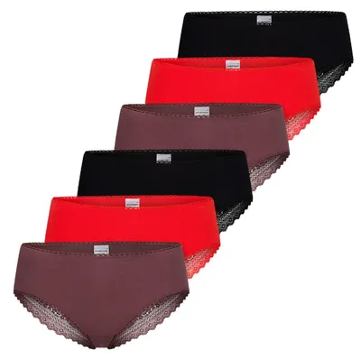 Produktbild von Schiesser 6er Pack 95/5 Modern Baumwolle Brazil Slip Edle Slips mit Spitzenverzierungen, Hoher Tragekomfort, Liegen angenehm auf der Haut