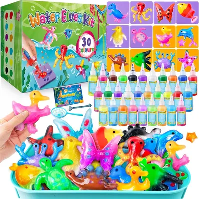 Productafbeelding van 30 kleuren Magic Water Elf Kit - Aqua Fairy Water Pets met 12 mallen - Squishy Maker Crafts Verjaardagscadeaus voor jongens en meisjes