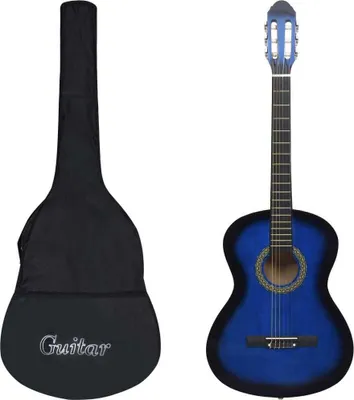 Produktbild von 12-tlg. Klassikgitarren-Set für Anfänger Blau 4/4 39"