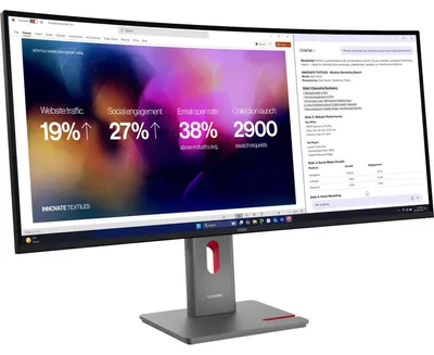Produktbild von Lenovo ThinkVision P40WD-40 Monitor, 100,8 cm (39.7"), 5120 x 2160 Pixel, LCD, 6 ms, Schwarz