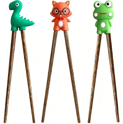 Produktbild von Holzstäbchen für Anfänger mit Tiermotiven – Set mit 3 Paaren