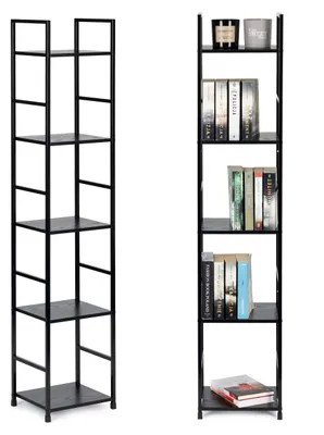 Obrázok produktu pre Moderná drevená knižnica s kovovým rámom LOFT 5 políc