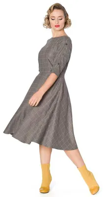 Image de Robe vintage rétro Banned - Cheeky Check Gris S
