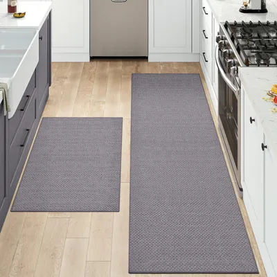 Obrázok produktu pre Protisklzové podložky pod kuchynskú linku, sada 2 kusov, šedá farba: 43 x 75 cm + 43 x 150 cm