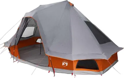 Obrázok produktu pre vidaXL Tipi stan so strechou, sivý a oranžový, 466 x 310 x 240 cm, taft