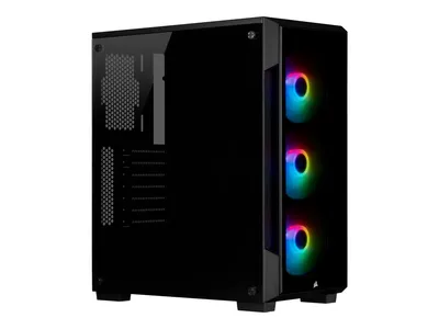 Zdjęcie produktu dla Corsair iCUE 220T RGB, Midi Tower, PC, Czarny, Stal, Szkło hartowane, Niebieski, Zielony, Czerwony, Wentylator obudowy