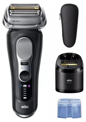 Zdjęcie produktu dla Braun Series 9 Pro+ 9660CC, Golarka foliowa, Czarny, Srebrny, Stal nierdzewna, Przyciski, LED, AC/Bateria