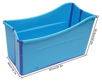 Obrázok produktu pre Prenosná, skladacia vaňa, priestranný dizajn, praktický odtok, modrá farba