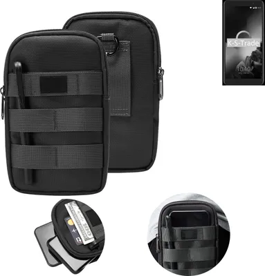 Produktbild von K-S-Trade Holster Gürtel Tasche kompatibel mit Alcatel 1X (2019) Handy Tasche Schutz Hülle dunkel-grau viele Fächer, 1x