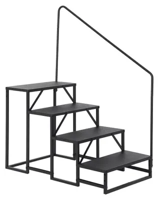 Produktbild von Wohnmobil-Treppe - 4 Stufen - Rutschfest - Höhenverstellbares Geländer - Kohlenstoffstahl - Belastbar bis 300 kg