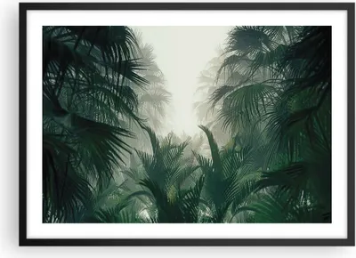 Produktbild von Gerahmtes Poster - Schwarzer Rahmen - Dschungel Blätter Palmen - 70x50 cm - Wand Bild - Wanddeko - Wandbilder - Kunstposter - Wandposter - Bilderrahmen - Bilder - Kunstdruck - P2BAA70x50-4504