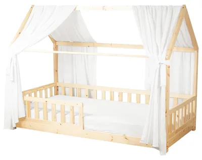 Produktbild von Doppel Bettbaldachin für Hausbett aus - 130x420 cm - Weiß | by SEVIRA KIDS