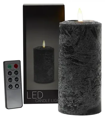 Productafbeelding van Branded LED-kaars, stompmodel, Ø 7,6 × 16 cm - Zwart