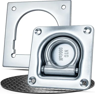 Produktbild von 8 Stück Zurrmulde, verzinkt, 105 x 105 mm, 800 daN, mit Gegenplatte