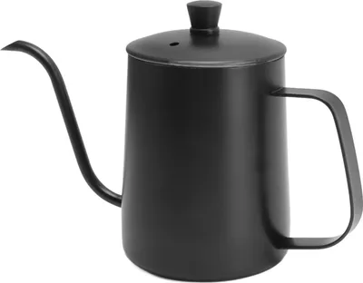 Obrázok produktu pre Kávovar Pour-Over – nerezová oceľ 304, labutí krk, 600 ml, čierny s viečkom, ručne pripravovaná káva a čaj