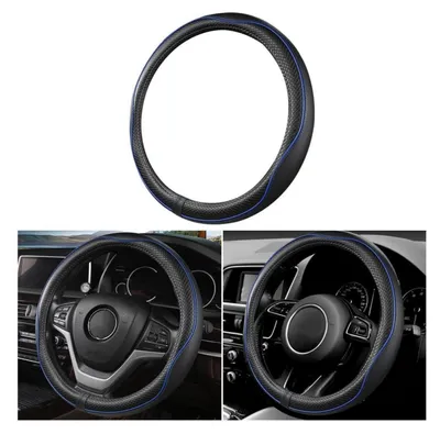 Productafbeelding van Stuurhoes auto, universeel, ademend, sportief, antislip, 38 cm, zwart, blauw