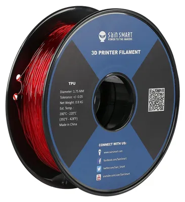 Produktbild von SainSmart TPU 3D-Drucker Filament, 1,75 mm, 0,8 kg, Rot