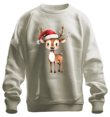 Immagine prodotto di Felpa unisex con renna natalizia, motivo natalizio, regalo per bambini, Babbo Natale, colore naturale, taglia M