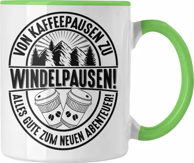 Produktbild von Trendation - Mutterschutz Tasse Geschenk Abschied Mutterschutz Kaffeetasse Kollegin Wird Mama Von Kaffeepausen Zu Windelpausen (Grün)