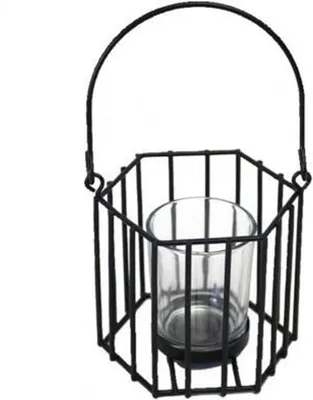 Produktbild von Hohle Metallkerzenständer, rund, sechseckig, Laternenform, dekorativer Kerzenhalter