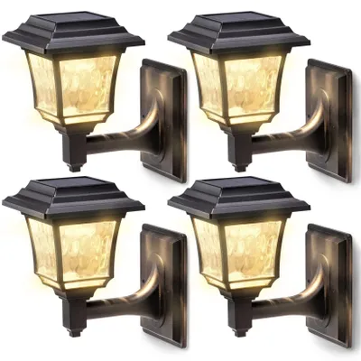 Solar-Wandleuchten LED 4er-Set wasserdicht 2 Modi für Außen