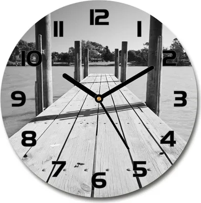Produktbild von Wanduhr aus Glas 30fi Glasbild Glasuhr Gehärtetes Glas - schwarze-zeiger - Wooden pier