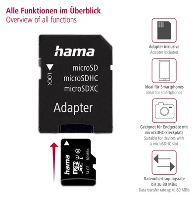 Immagine prodotto di Scheda di memoria Hama® 00124140 Micro SDXC - 64 GB Classe 10