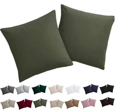 Productafbeelding van Kussensloop, 40 x 40 cm, 2 stuks – Kussensloop, 40 x 40 cm, olijgroen, 100% microvezel, kreukvrij en strijkvrij, met rits
