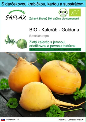 Obrázok produktu pre SAFLAX Darčeková sada - BIO - Kaleráb - Goldana - Brassica rapa - 500 Semená - S darčekovou krabičkou, prepravným štítkom, darčekovou kartou a pestovateľským médiom