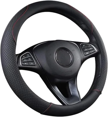Produktbild von PolkaHome® Lenkradbezug - Rutschfester Komfortgriff für Autos - 38 cm Universal, Schwarz