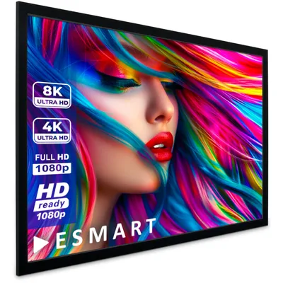 Produktbild von ESMART Professional MIRALE GRAU | Tageslicht-Rahmenleinwand | 295 x 165 cm (133") 16:9 | Vollmaskierung | Heimkino Beamer Projektionsleinwand Rahmen Leinwand LCD LED