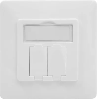 Zdjęcie produktu dla Digitus Płytka czołowa do modułów Keystone, Biały, Bezśrubowe, 80 mm, 80 mm, 1 szt., Chiny