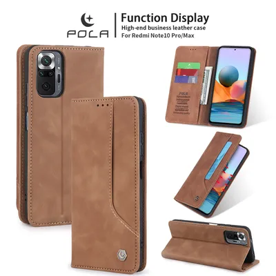 Immagine prodotto di Custodia retrò in Finto cuoio per Xiaomi Redmi Note 10 Pro / Note 10 Pro Max custodia a portafoglio con porta carte e supporto Marrone