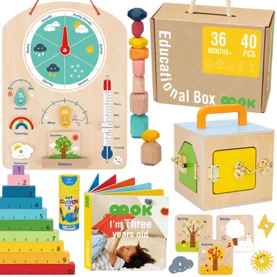 Immagine prodotto di Tooky Giocattolo educativo Montessori Box Puzzle Abacus Weather Board 6 in 1 per bambini dai 3 anni in su