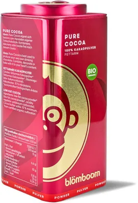 Produktbild von Blömboom® Kakaopulver Pure Cocoa (200-700 g) – Premium ungesüßtes, reines Kakaopulver ohne Zusätze – für Trinkschokolade und Backen – Dunkler Geschmack für echte Schokoladenliebhaber (200g)