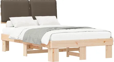 Zdjęcie produktu dla vidaXL Rama łóżka z tapicerowanym zagłówkiem Taupe 120 x 190 cm