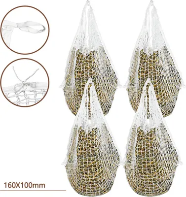 Produktbild von Fiqops Heunetz Heuraufe Beschäftigungsnetz Heusack Futternetz, Pferde extra engmaschig 3cm Netz 4 Stück 160 x 100cm