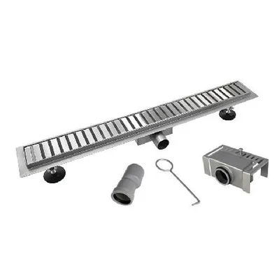 Image de Mereo Caniveaux d'évacuation - Caniveau en acier inoxydable avec grille Strip, 900 x 70 mm CZ123