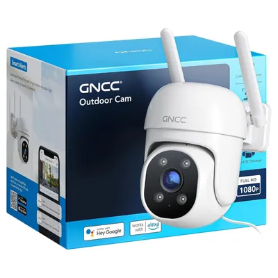 Zdjęcie produktu dla GNCC GK2Pro WLAN kamera do monitoringu IP zewnętrzna PTZ 360° zewnętrzna 2.4 Ghz - 1080P kamera do monitoringu detekcja ruchu kolorowy noktowizor