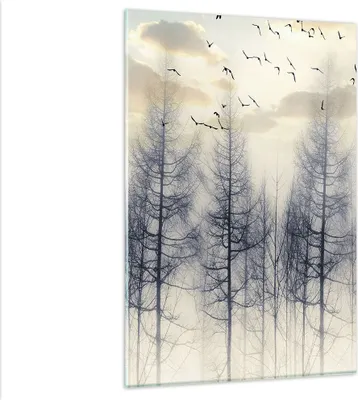 Produktbild von Bilder auf glas - Einteilig - Bäume Vögel Himmel - 80x120cm - Glasbilder - Wandbilder - Bilder - zum Aufhängen bereit - Wanddekoration aus Glas - Glas Bilder - Wandbild auf Glas - GPA80x120-4546