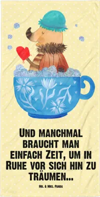 Produktbild von Mr. & Mrs. Panda Reisehandtuch Nachtfalter Schaumbad - Gelb Pastell - Geschenk, Duschhandtuch, Lustige Sprüche, Tasse, Strandtuch, Badehandtuch, WC, Saugstarkes Handtuch