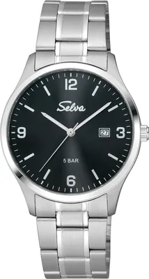 Produktbild von SELVA SELVA Quarz-Armbanduhr mit Edelstahlband, Zifferblatt schwarz Ø 39mm