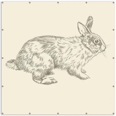 Produktbild von Wallario XXL Outdoor-Poster für Garten oder Balkon, Motiv Hase als illustrierte Bleistiftzeichnung, in ca. 200 x 200 cm