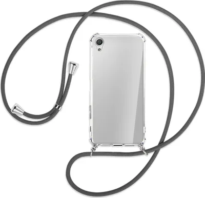Produktbild von Handykette Backcover-Schutzhülle mit Band (Metall silberfarben) für Sony Xperia X Performance - dunkelgrau