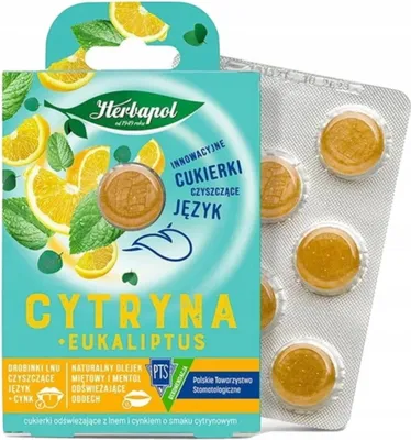 Zdjęcie produktu dla Herbapol Cukierki Odświeżające o Smaku Cytryna z Eukaliptusem 20g