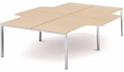 Produktbild von Mehrfacharbeitstisch Total L-Form BxTxH 360x163/220x73cm Gestell verchromt Platte Melamin buche.