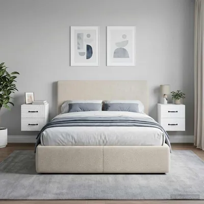 Image de vidaXL Table de chevet murale, lot de 2, blanc, 34,5 x 33 x 40 cm